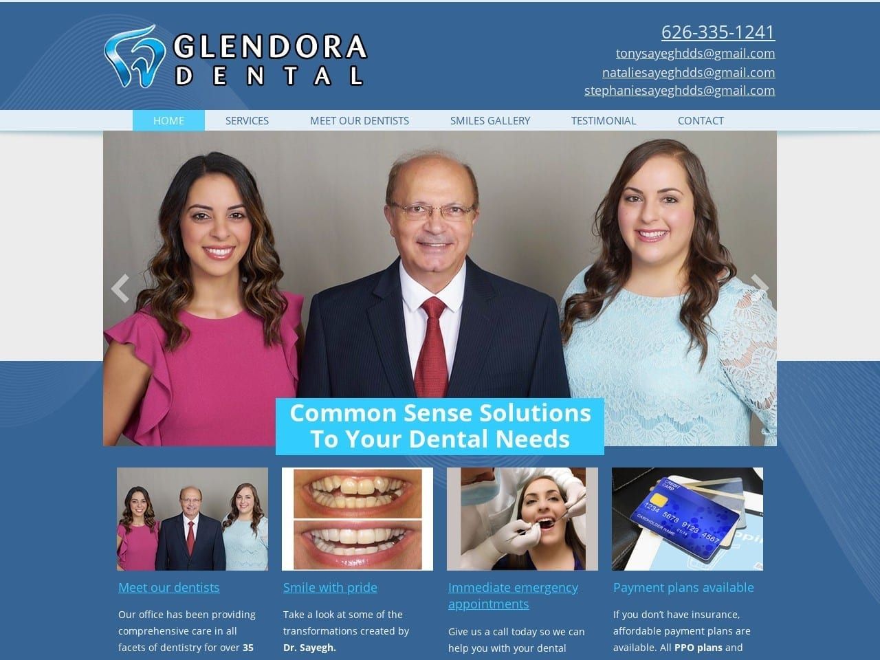 Glendora Dental Website Screenshot from tonysayeghdds.com