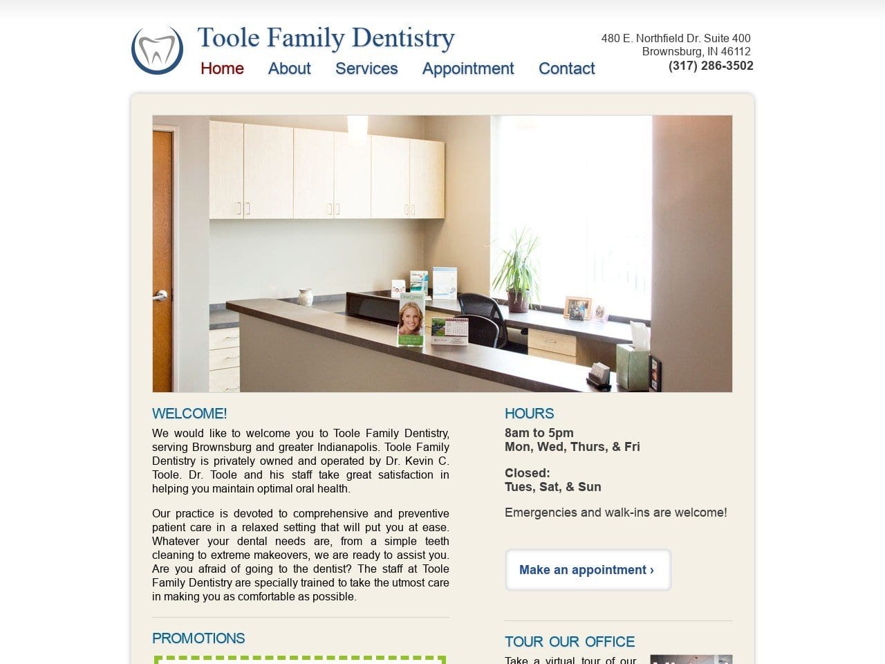 Toole Family Dentist Website Screenshot from toolefamilydentistry.com