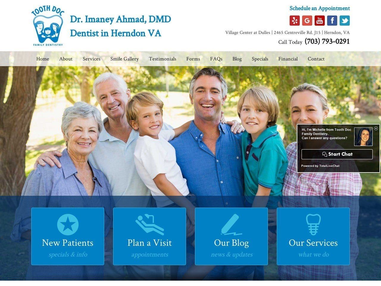 Tooth Doc Family Dentist Website Screenshot from toothdocdental.com