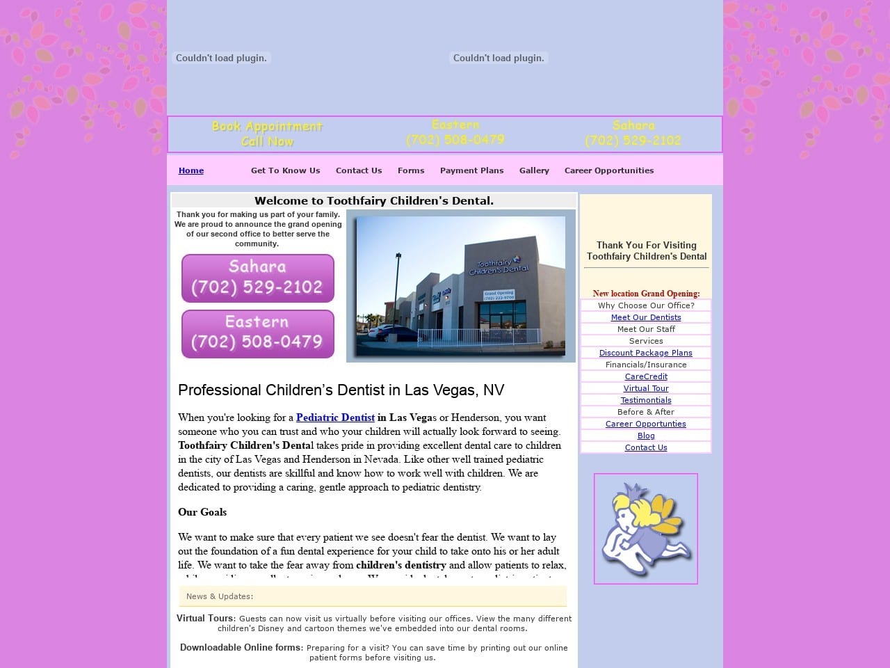 Tooth Fairy Children Dentist Website Screenshot from toothfairychildrendental.com