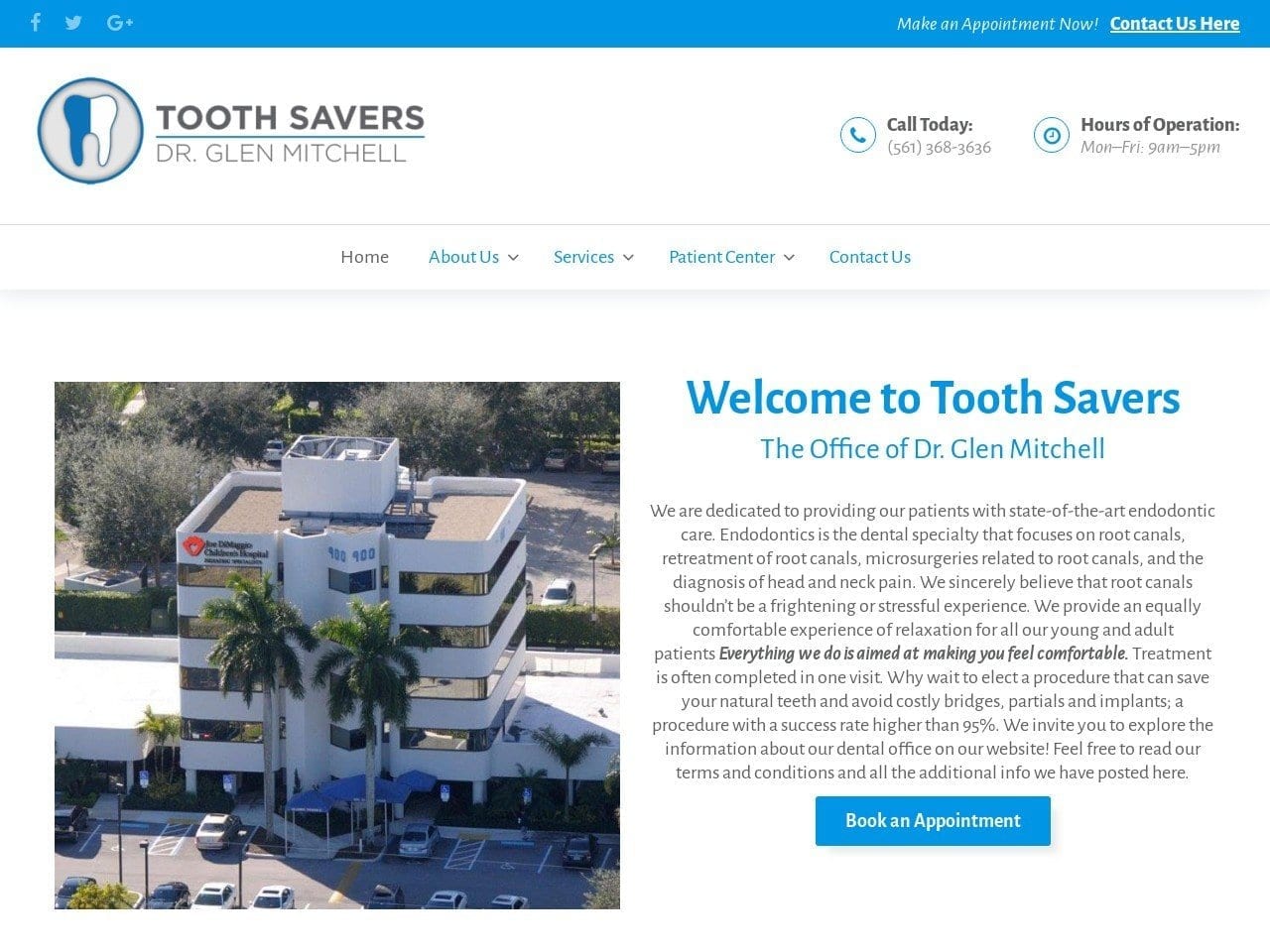 Mitchell & Mitchell Endodontics Website Screenshot from toothsavers.net