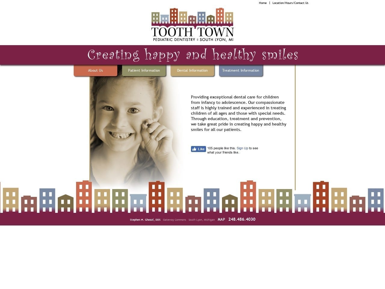 Tooth Town Pediatric Dentist Website Screenshot from toothtownsmiles.com