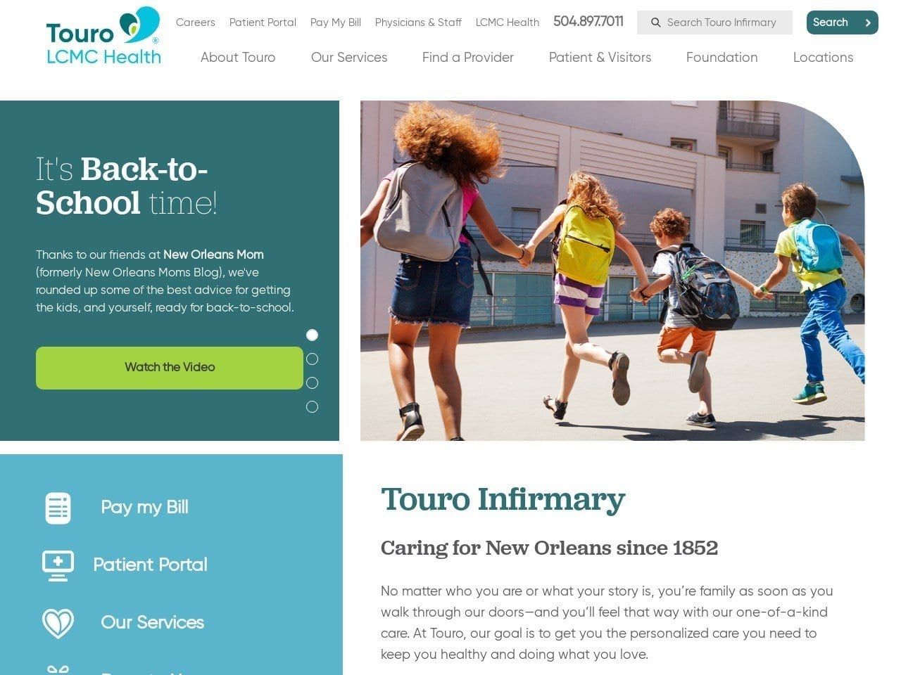 Touro Rehabilitation Center Website Screenshot from touro.com