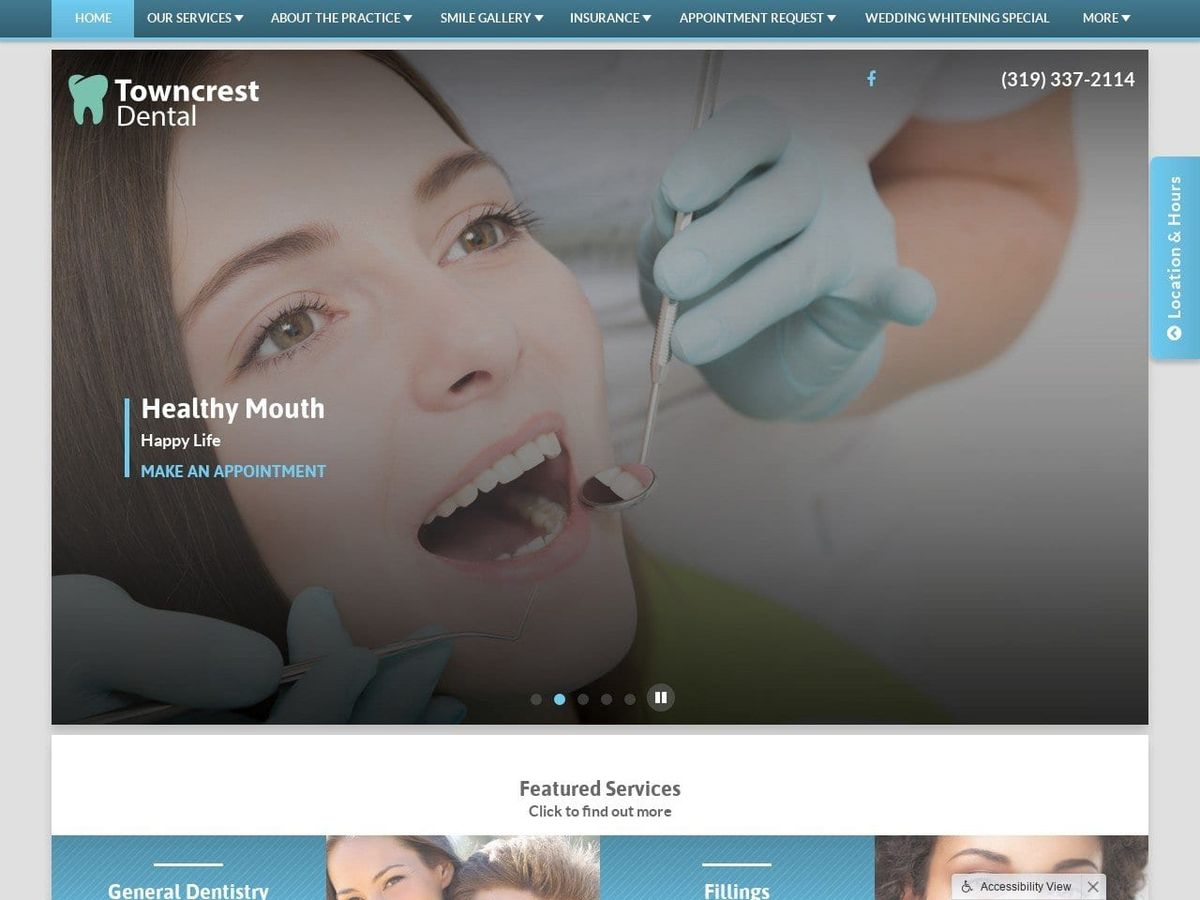 Dr. Christopher T. Cowherd DDS Website Screenshot from towncrestdental.com