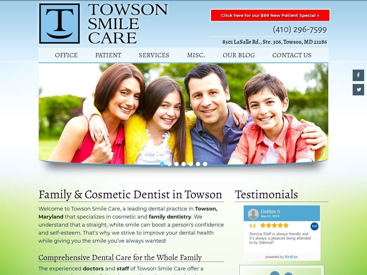 Towson Smile Care Website Screenshot from towsonsmilecare.com