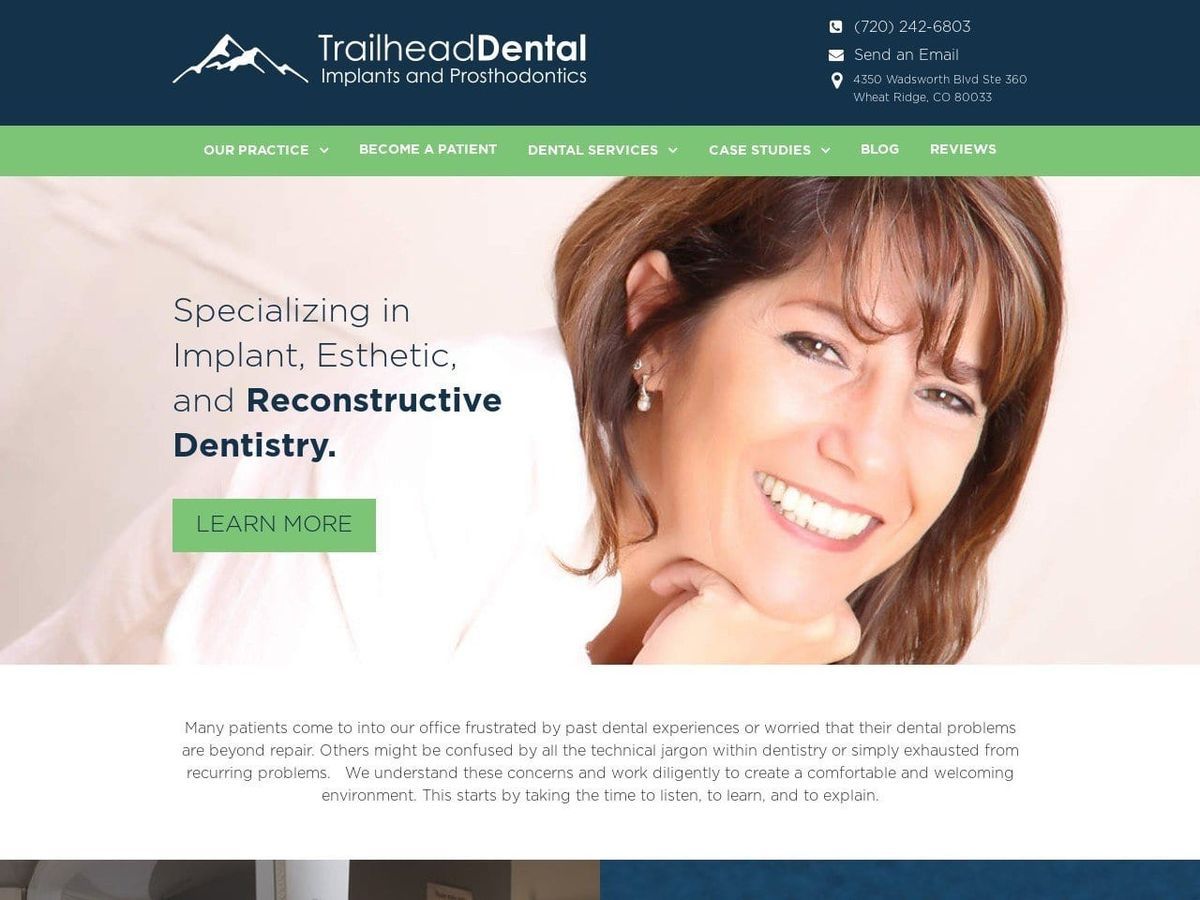 Trailhead Dental Website Screenshot from trailheaddental.com