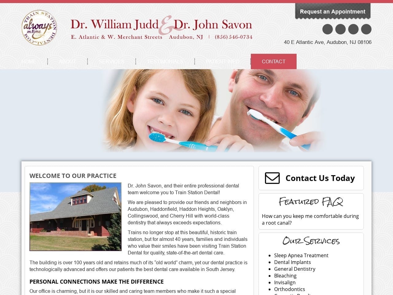 Dr. John D. Savon DMD Website Screenshot from trainstationdental.com