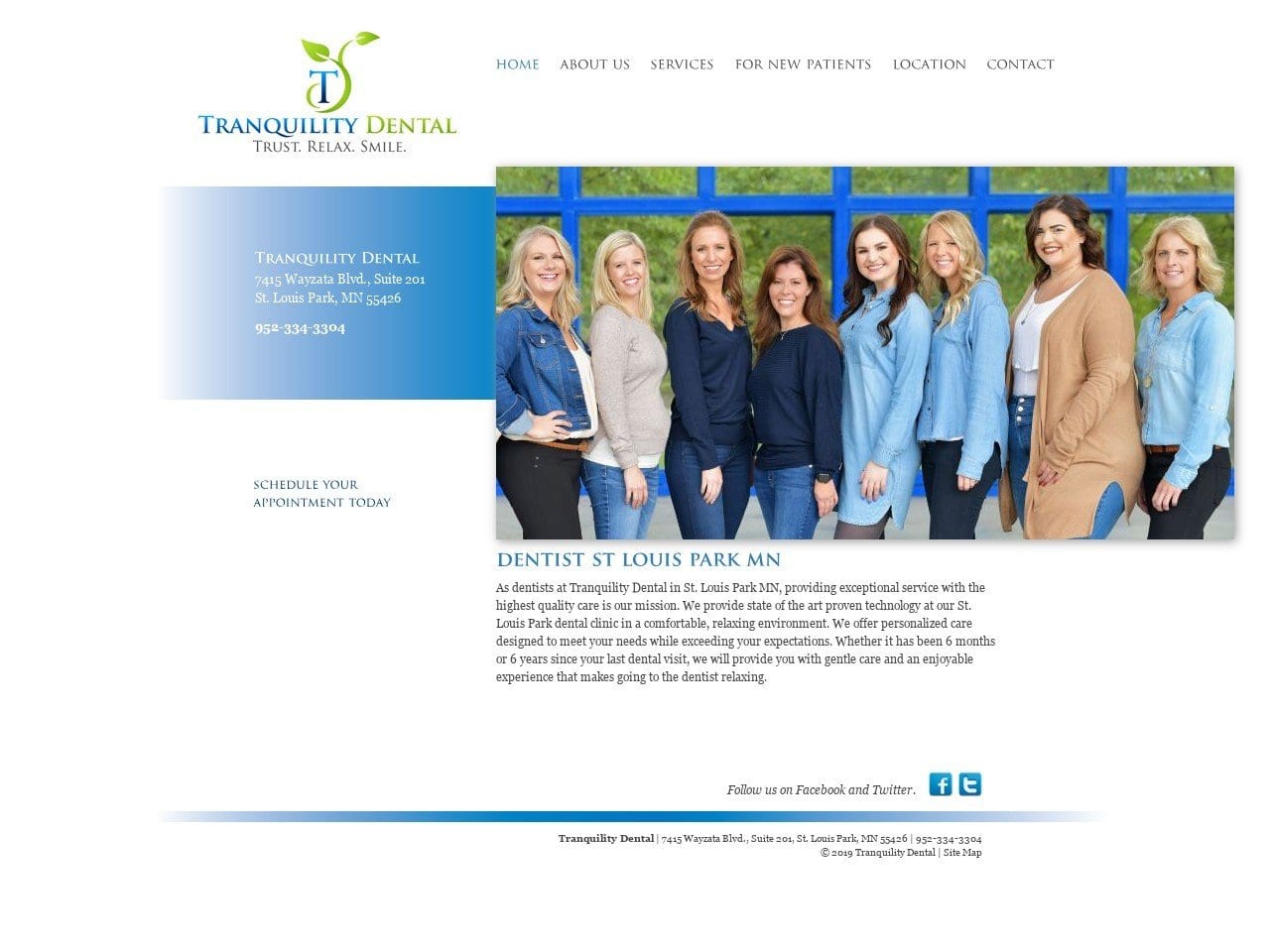 Tranquility Dental Website Screenshot from tranquilitydentalmn.com