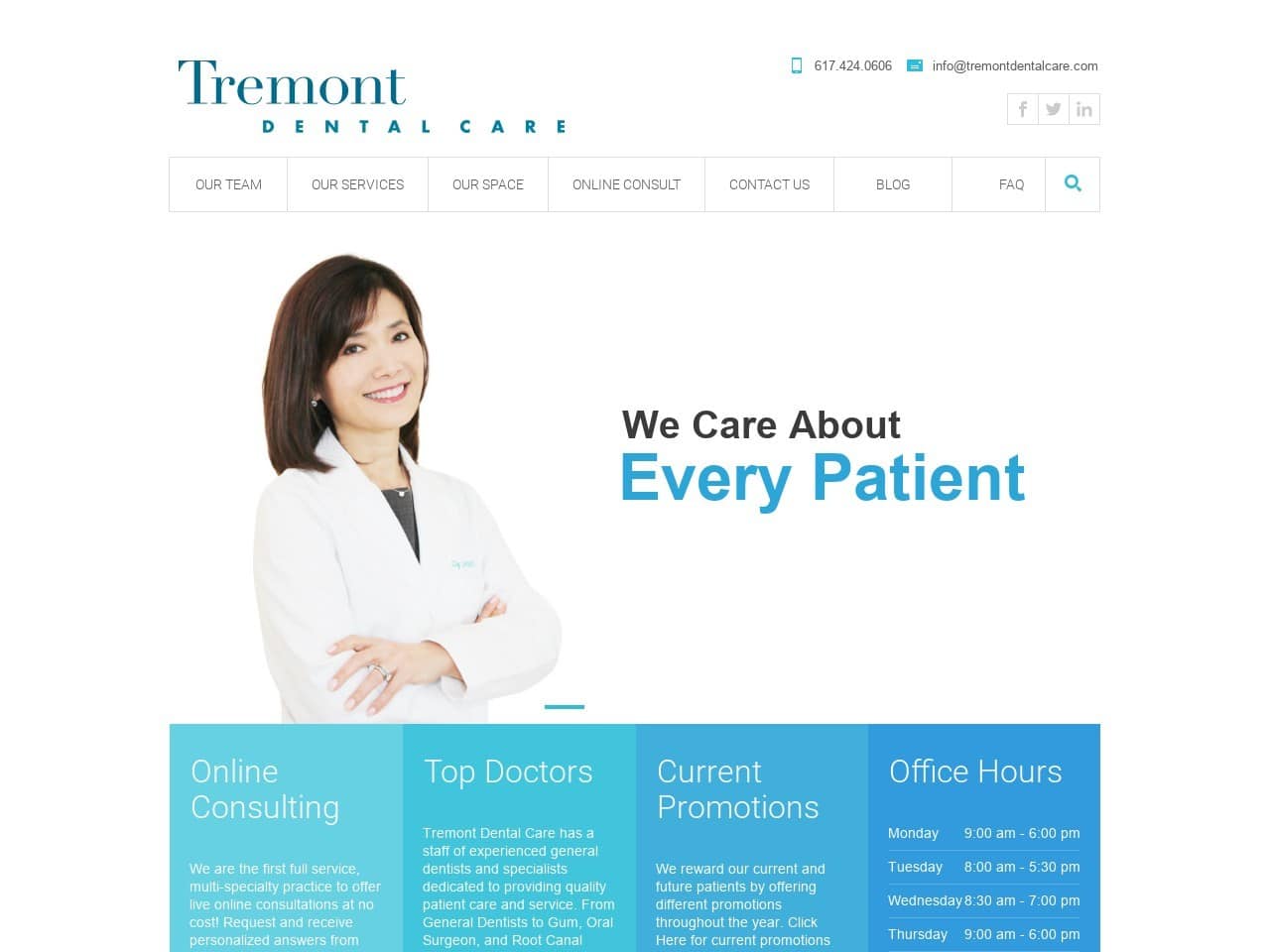 Tremont Dental Care Website Screenshot from tremontdentalcare.com