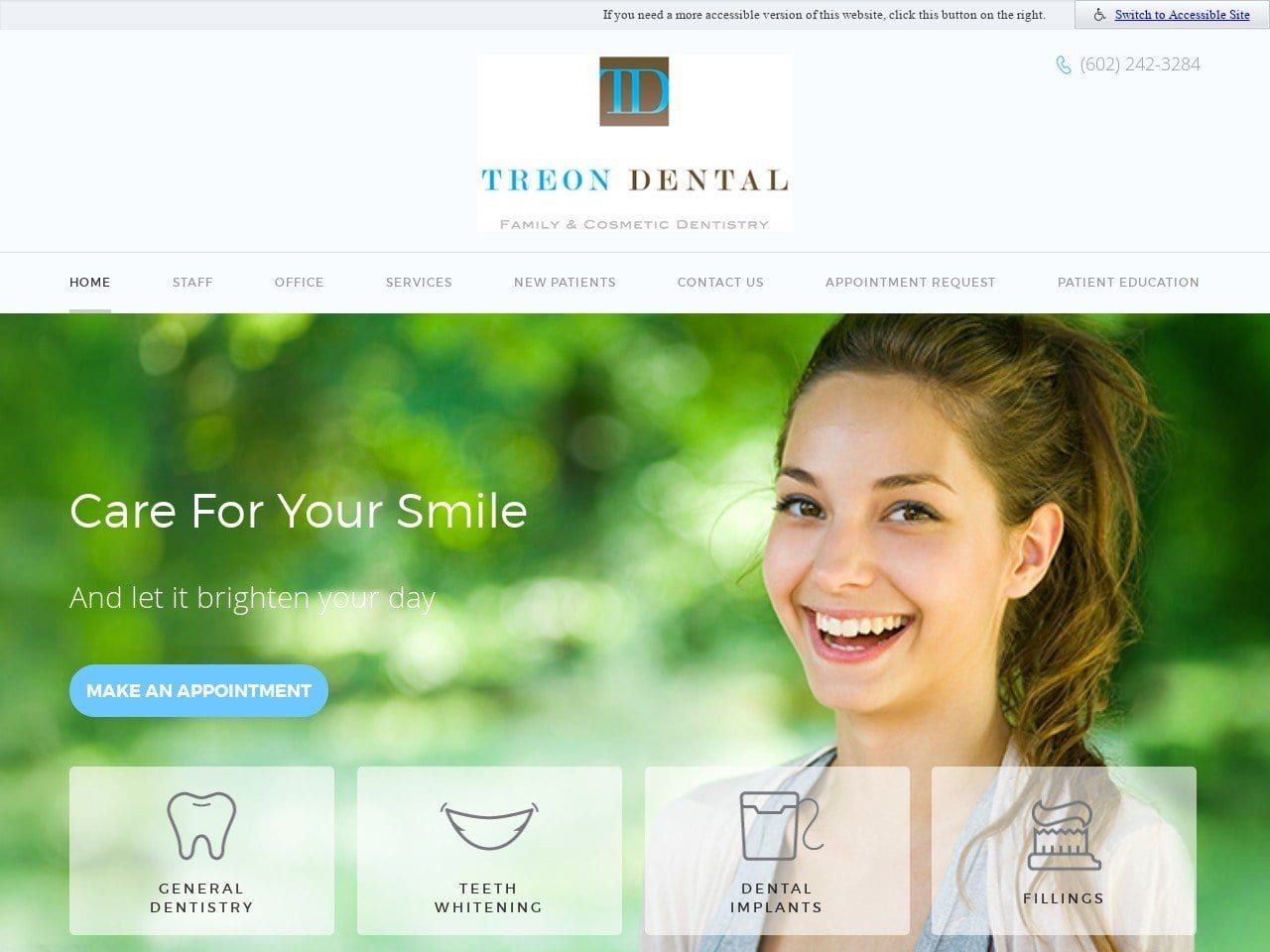 Treon Dental Treon Robert J DDS Website Screenshot from treondental.com