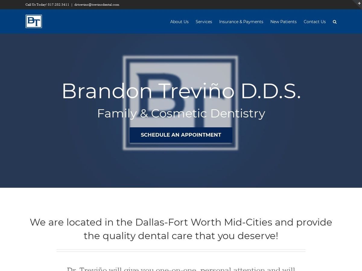 Brandon Trevic B1o Dds Website Screenshot from trevinodental.com