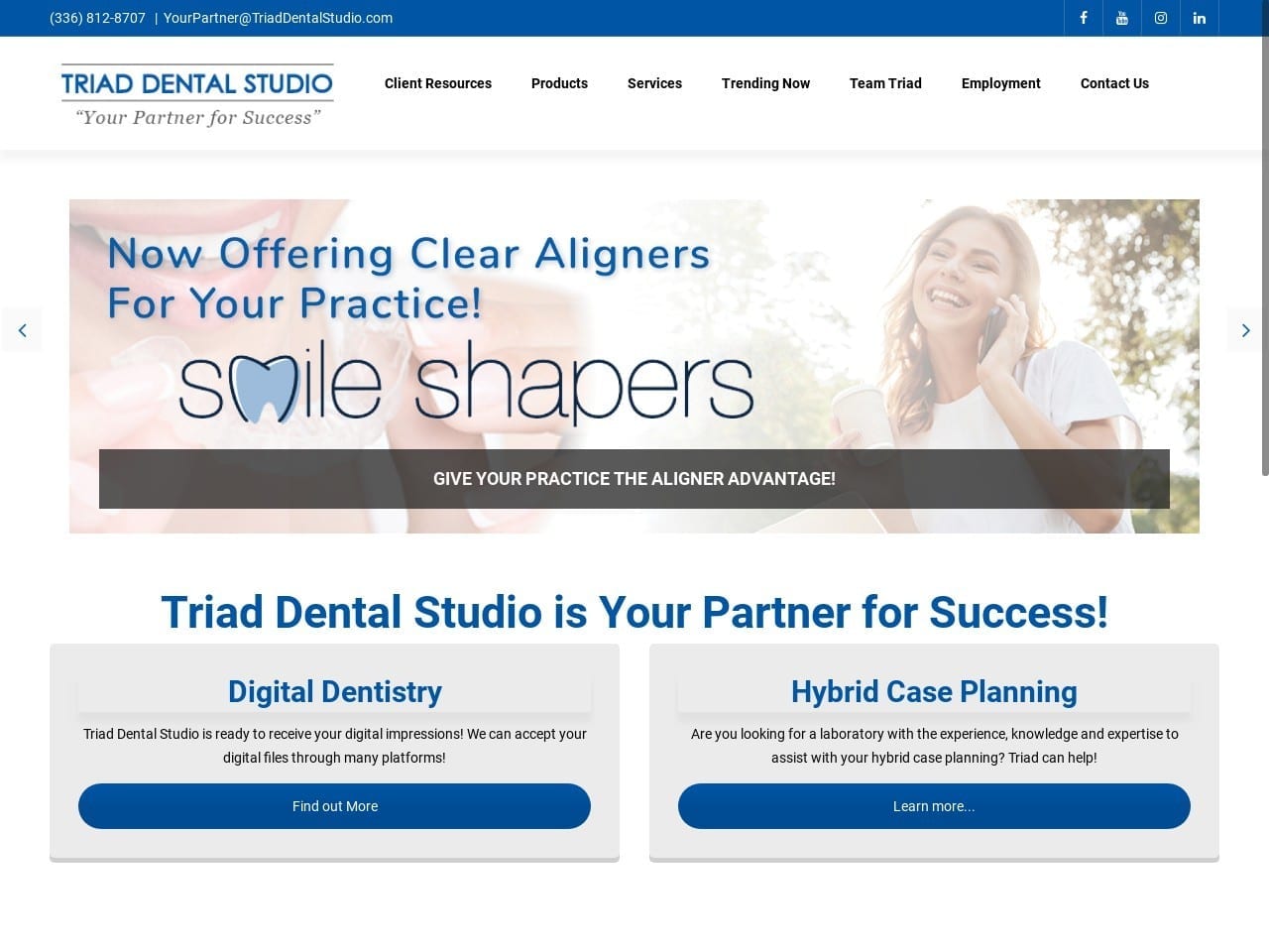 Triad Dental Studio Inc Website Screenshot from triaddentalstudio.com