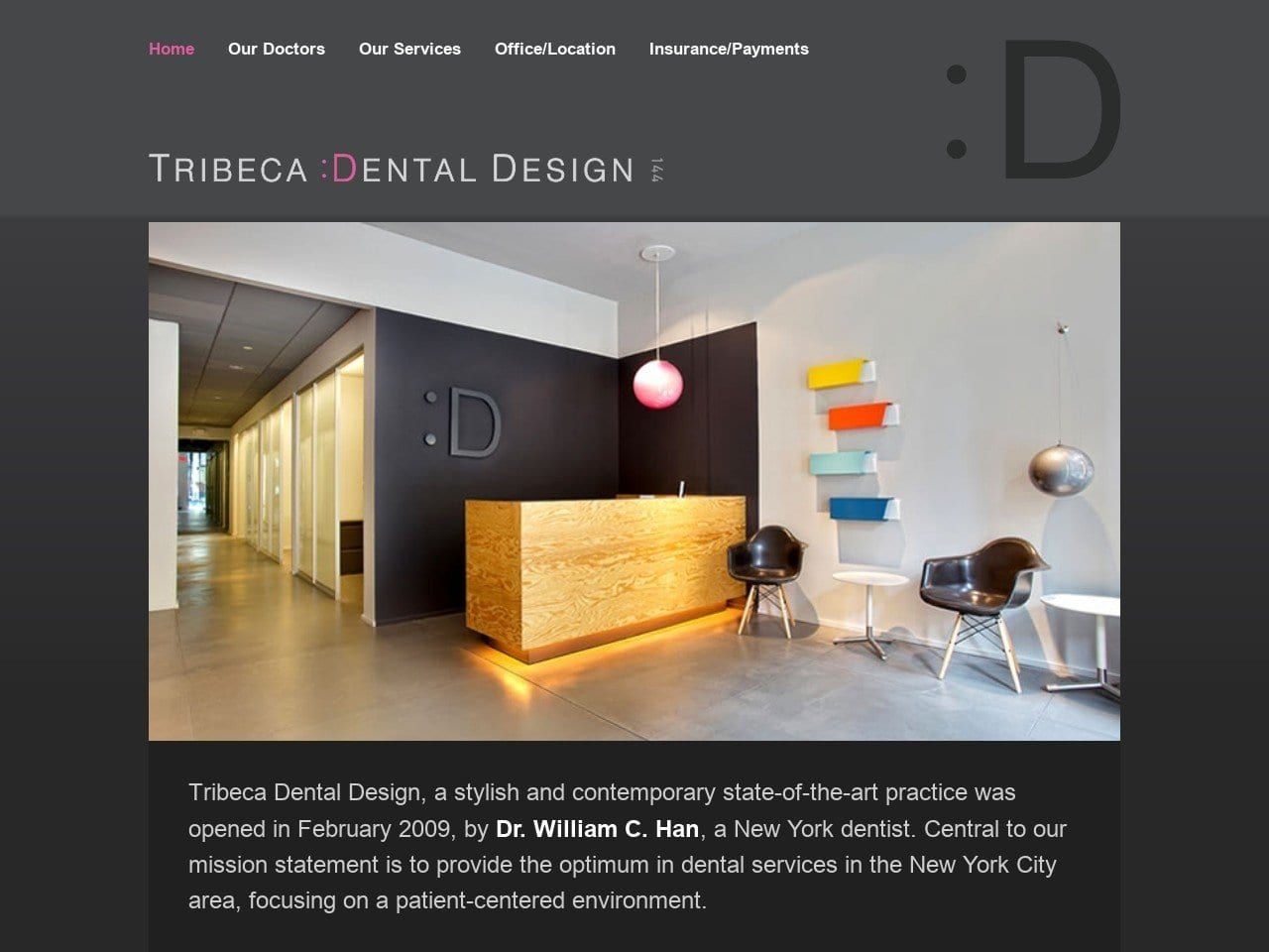 Tribeca Dental Design Website Screenshot from tribecadentaldesign.com