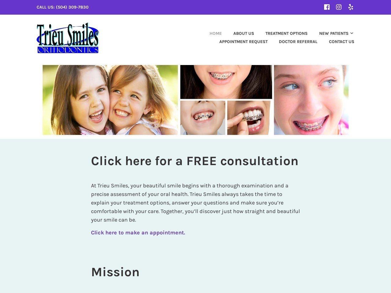 Trieu Smiles Orthodontics Website Screenshot from trieusmiles.com