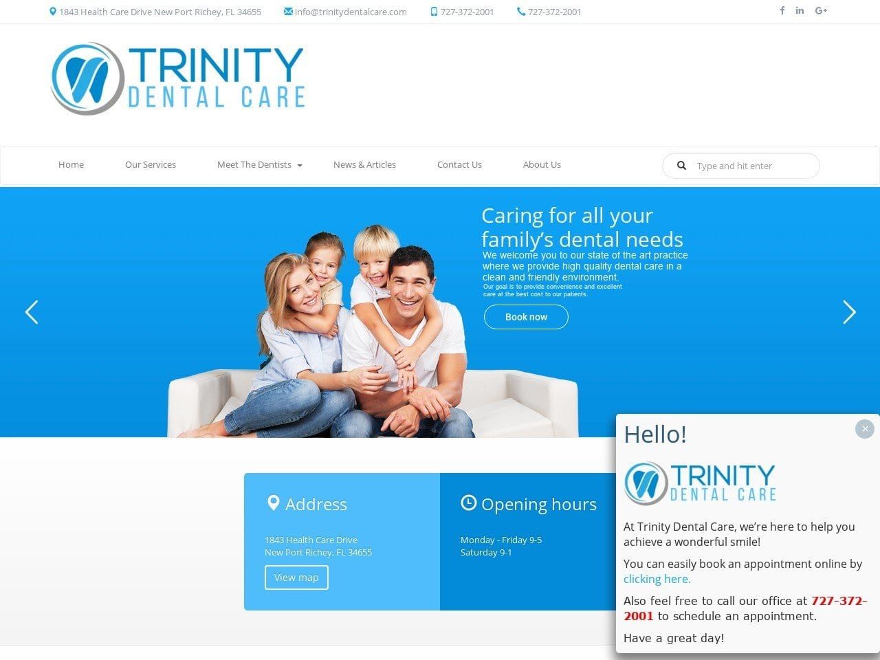 Trinity Dental Care Inc Website Screenshot from trinitydentalcare.com