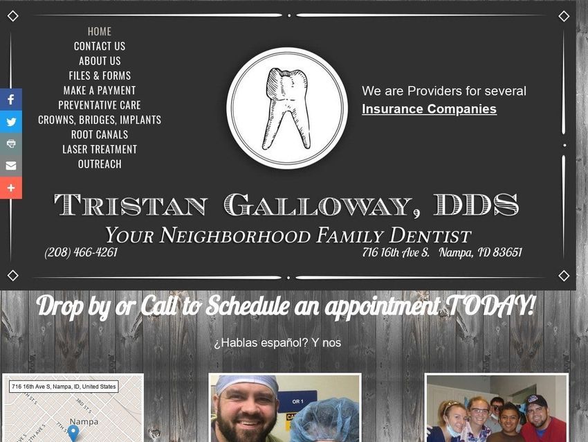 Tristan Galloway DDS Website Screenshot from tristangallowaydds.com