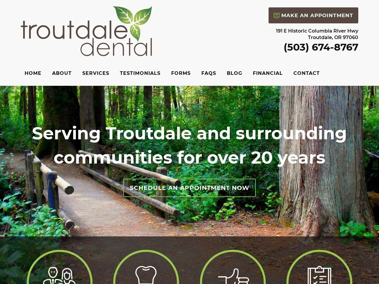 Troutdale Dental Website Screenshot from troutdaledental.com