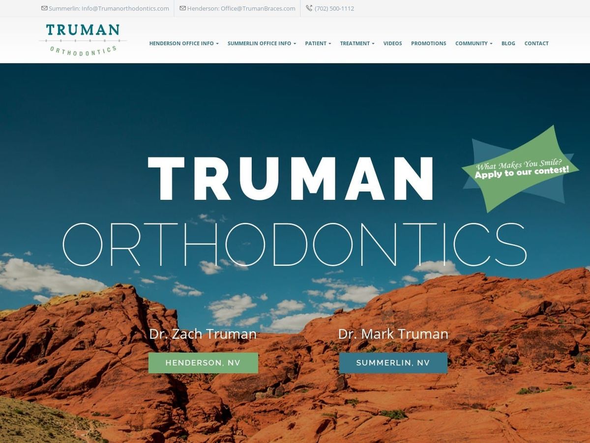 Truman Zachary B DDS Website Screenshot from trumanortho.com