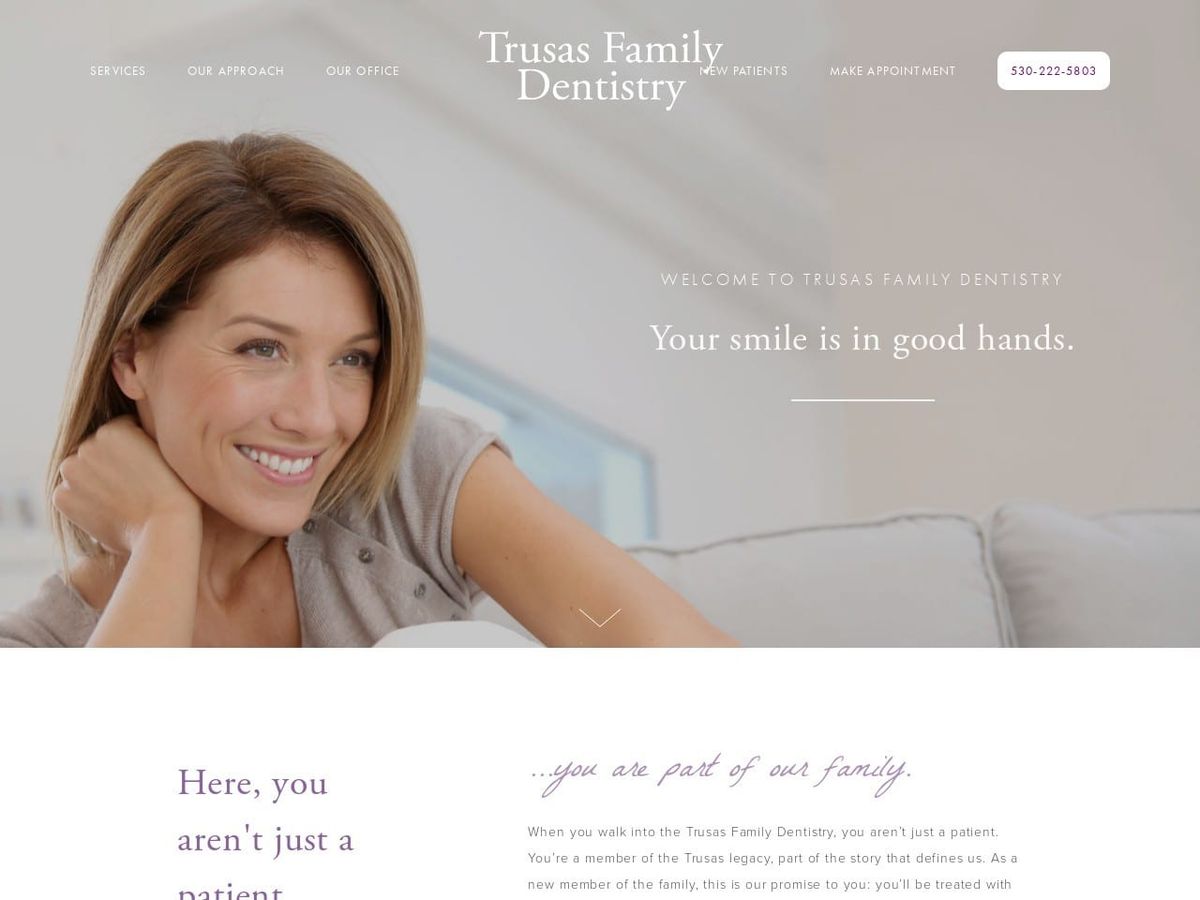 Trusas Family Dentist Website Screenshot from trusasdentistry.com