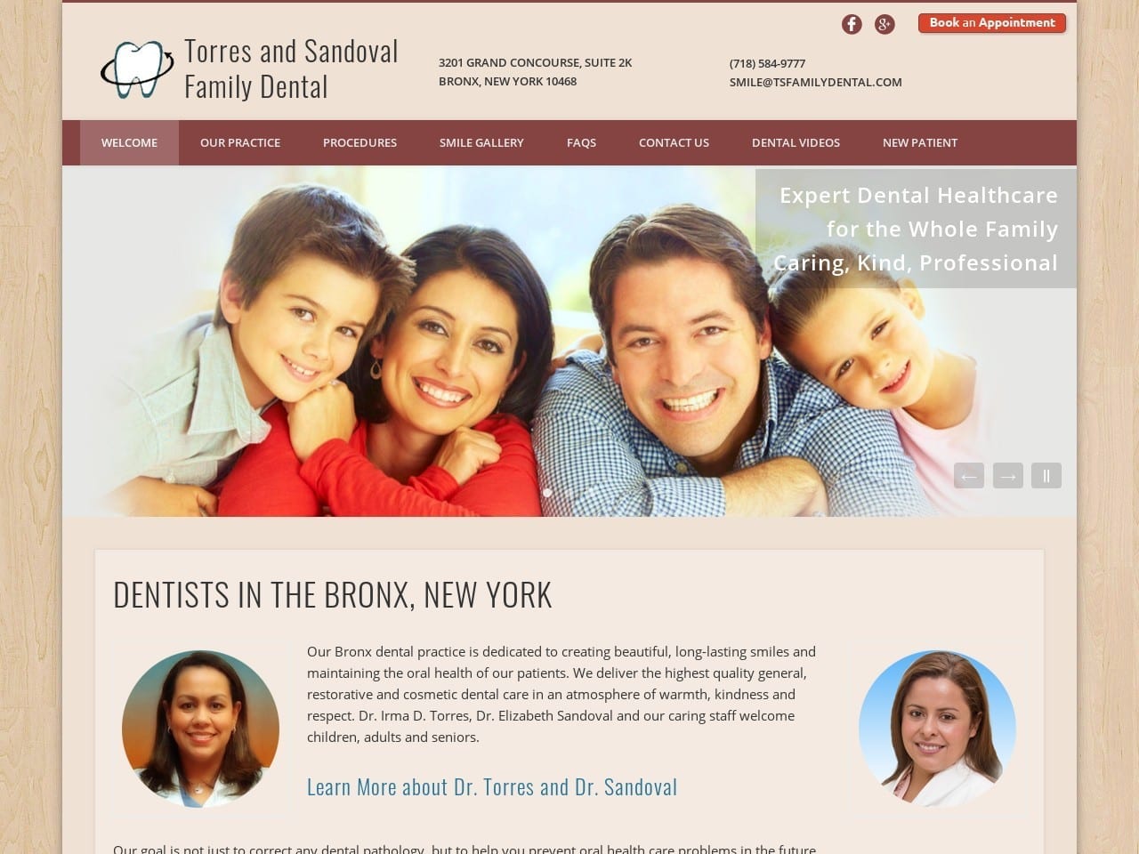 Elizabeth Sandoval DMD Website Screenshot from tsfamilydental.com