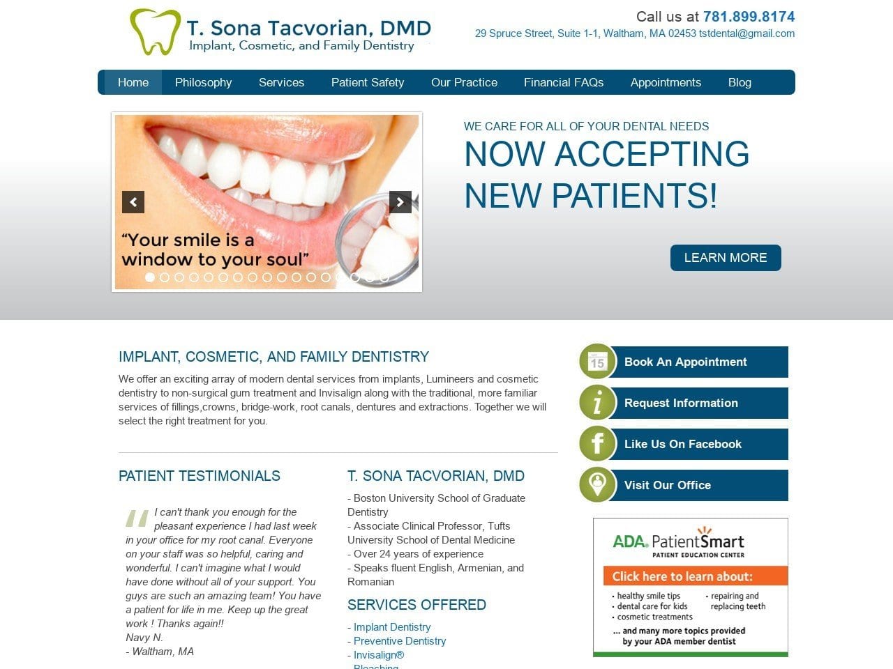 Tacuhi Sona Tacvorian DMD Website Screenshot from tstdentistry.com