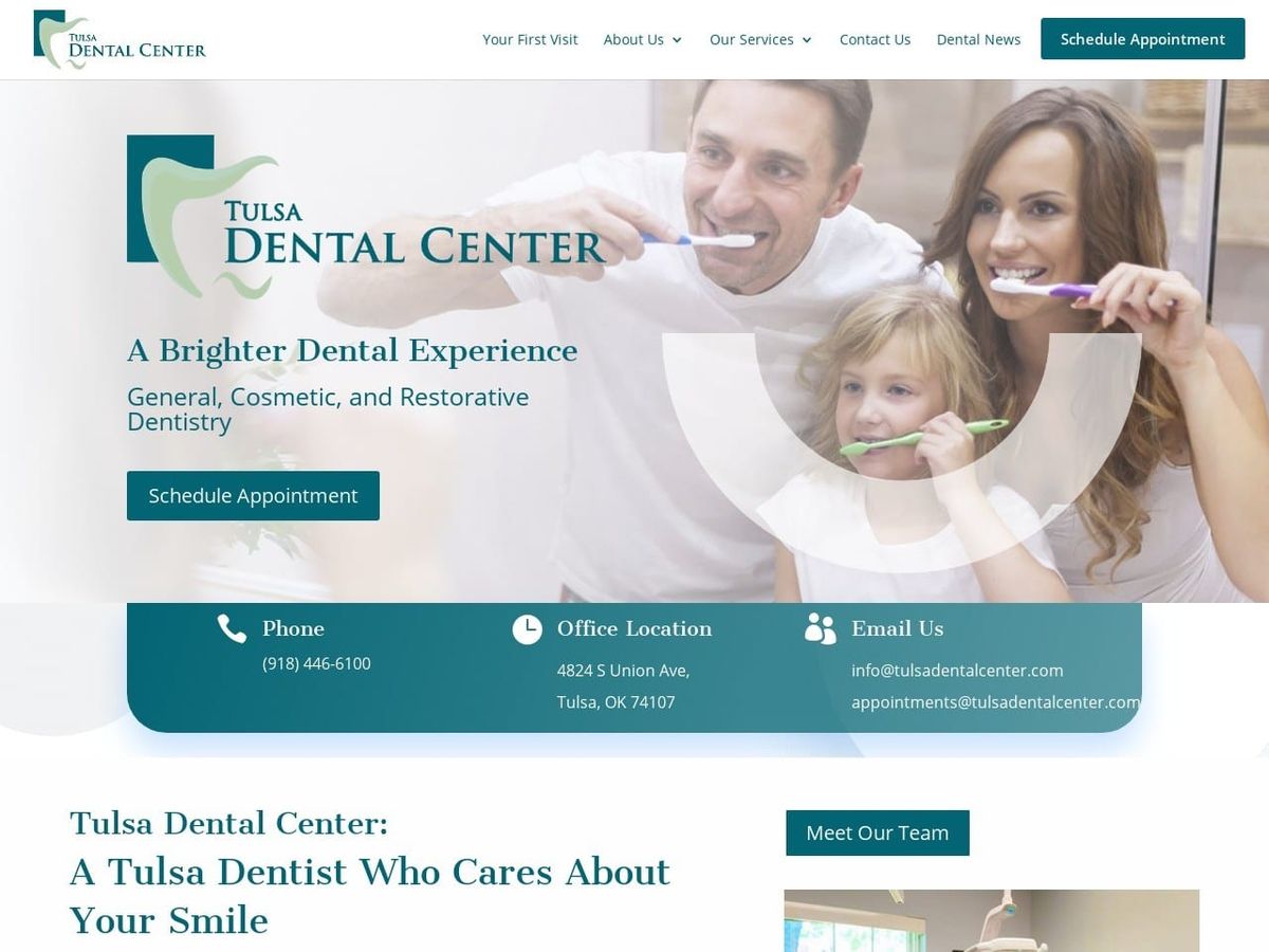 Tulsa Dental Center Website Screenshot from tulsadentalcenter.com