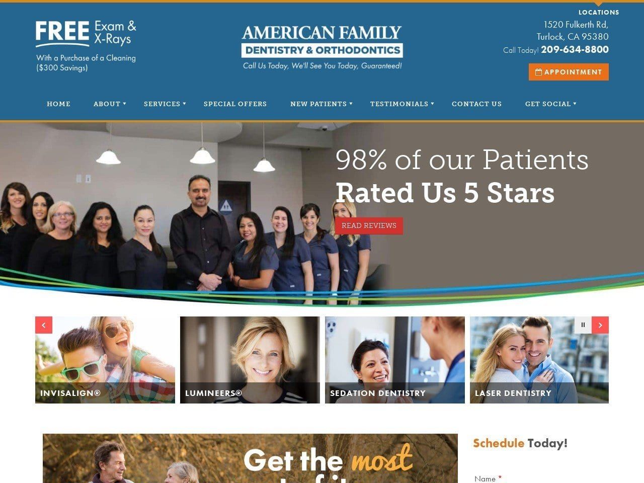 American Family Dentistry Chahal Surjit DDS Website Screenshot from turlockdentist.com