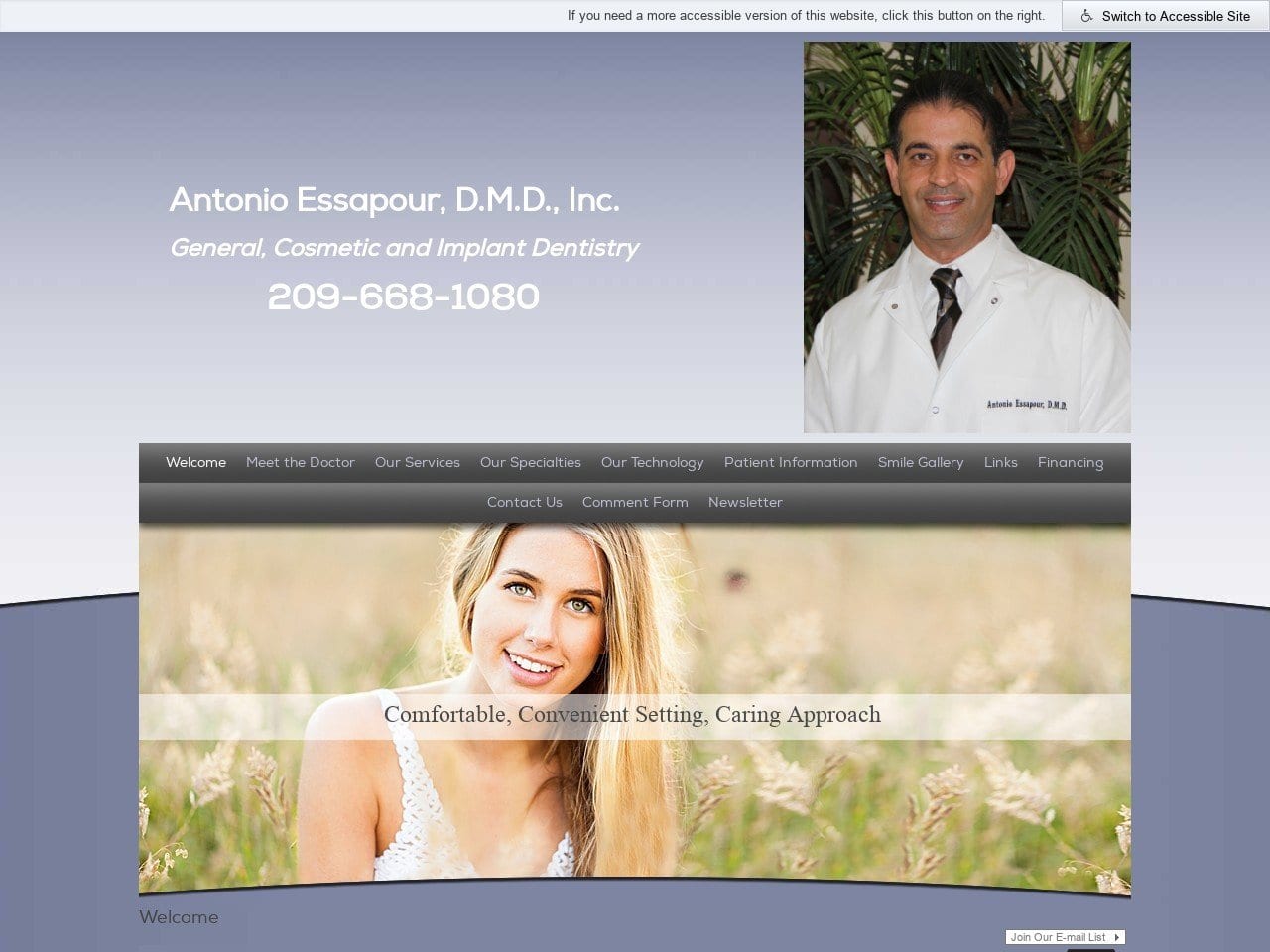 Dr. Antonio Essapour DMD Website Screenshot from turlockgeneraldentistry.com