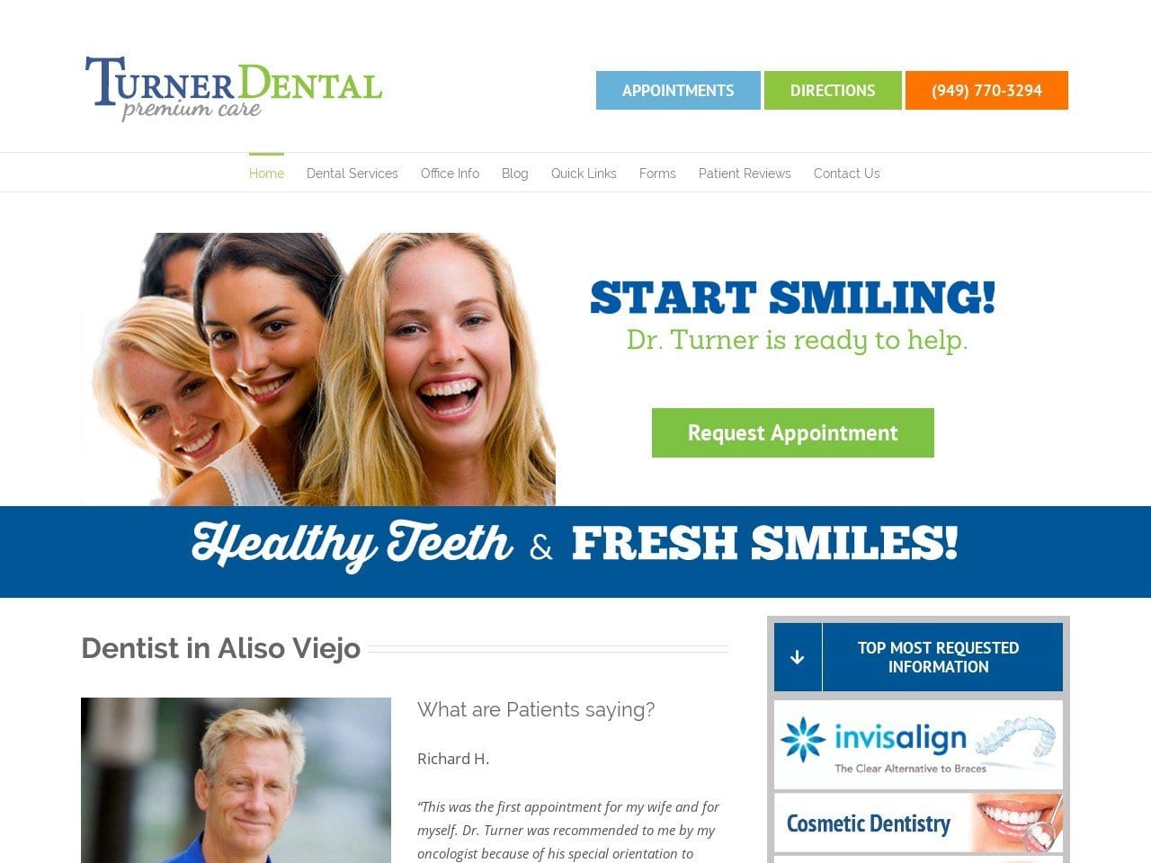 Turner Dental Care Jeff Turner DDS Website Screenshot from turnerdentalcare.com