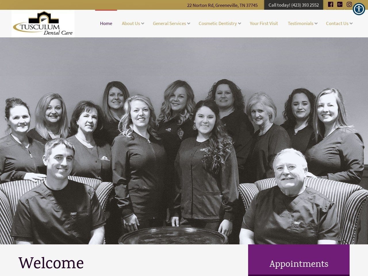 Tusculum Dental Care Website Screenshot from tusculumdentalcare.com