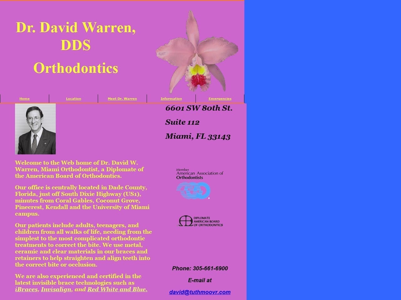 Dr. David W. Warren DDS Website Screenshot from tuthmoovr.com