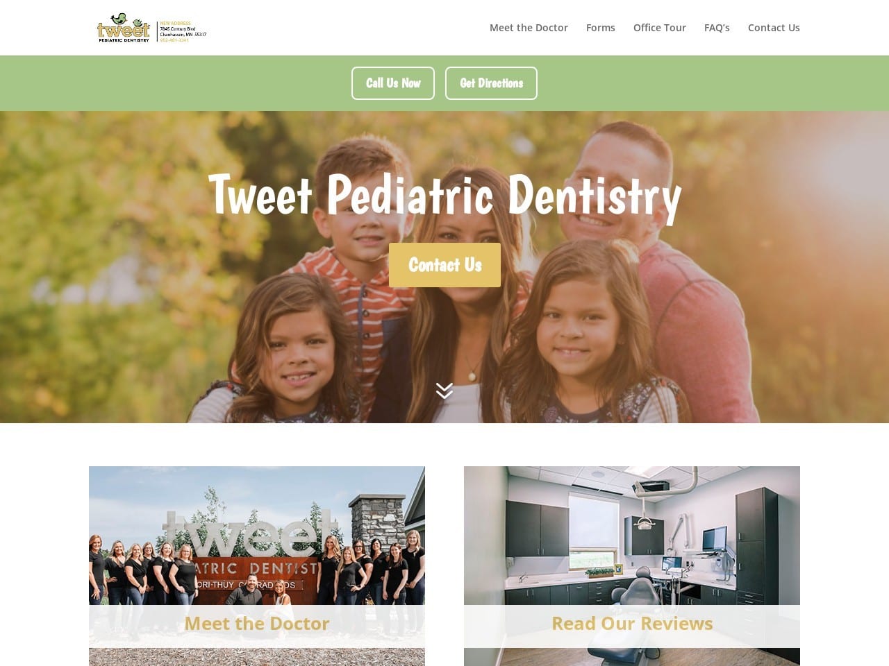 Tweet Pediatric Dentist Website Screenshot from tweetsmiles.com