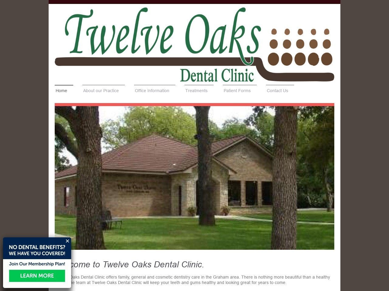 Twelve Oaks Dental Clinic Website Screenshot from twelveoaksdental.com