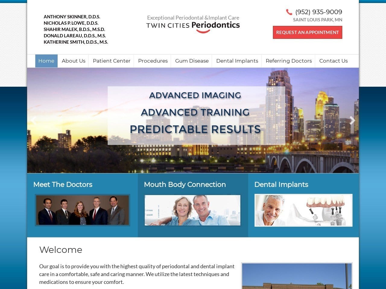 Twin Cities Periodontal Website Screenshot from twincitiesperio.com