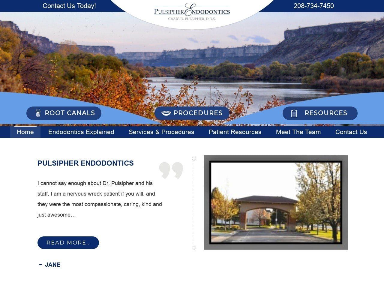 Pulsipher Endodontics Website Screenshot from twinfallsendo.com