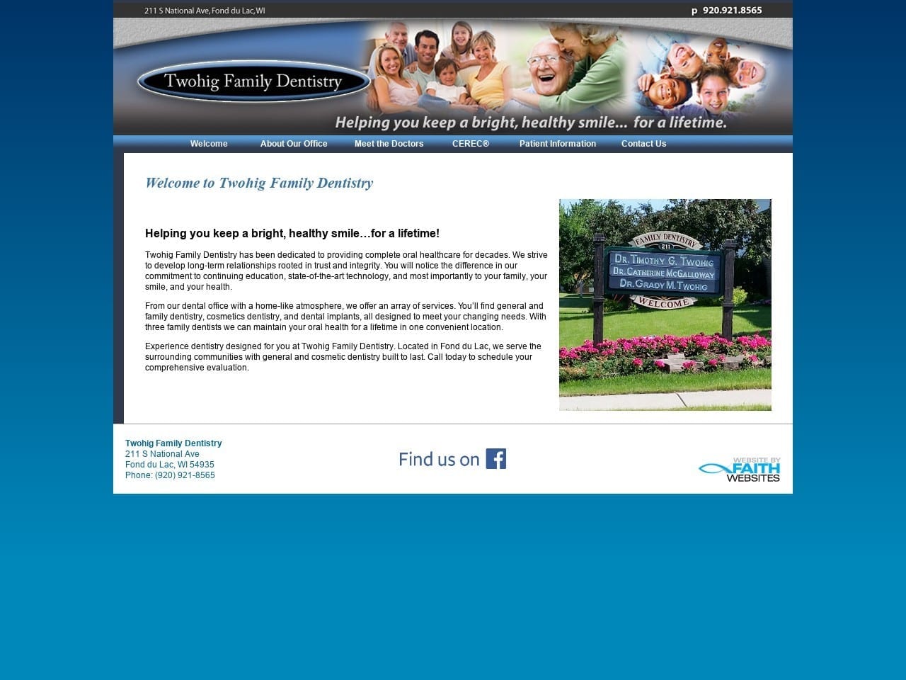 Twohig Family Dentist Website Screenshot from twohigfamilydentistry.com