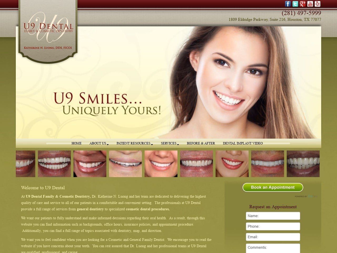 U9 Dental Family and Cosmetic Dentistry Website Screenshot from u9dental.com