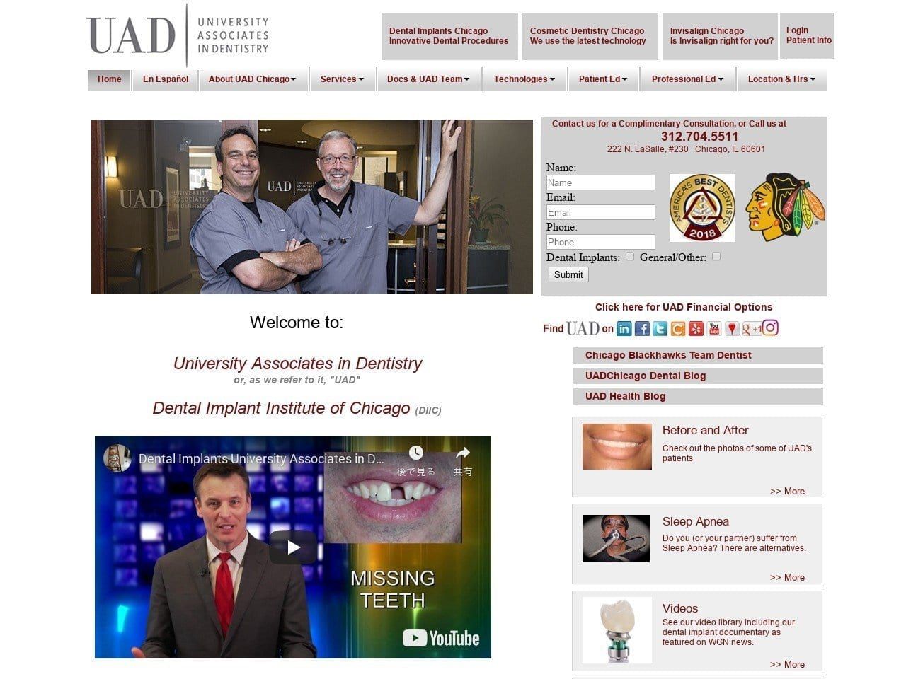 University Associates In Dentistry Website Screenshot from uadchicago.com