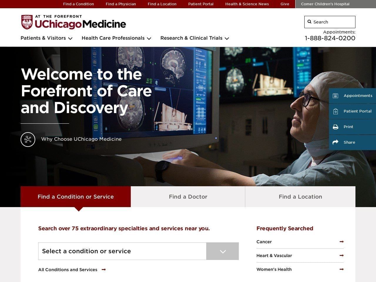 University Of Chicago Med Center Website Screenshot from uchospitals.edu