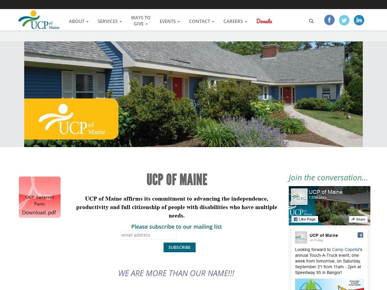 United Cerebral Palsy Website Screenshot from ucpofmaine.org