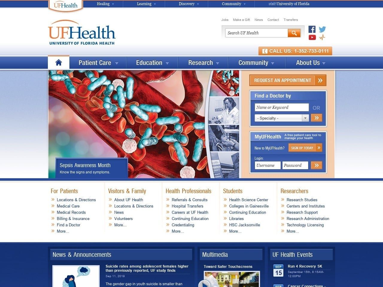 Shands At University of Florida Young Henry M DDS Website Screenshot from ufhealth.org