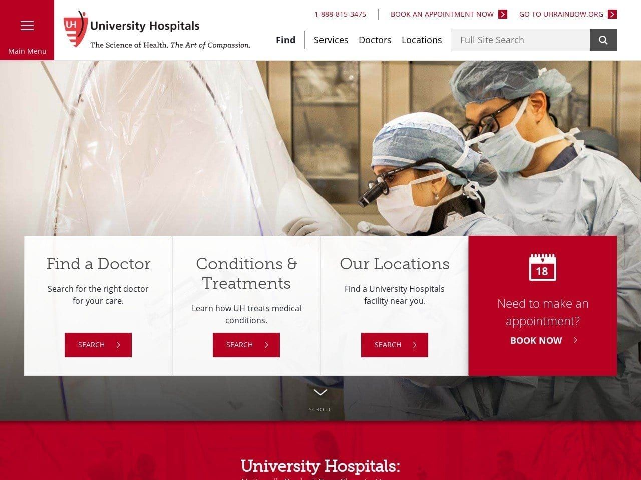 UH Chagrin Highlands Health Center Website Screenshot from uhhospitals.org