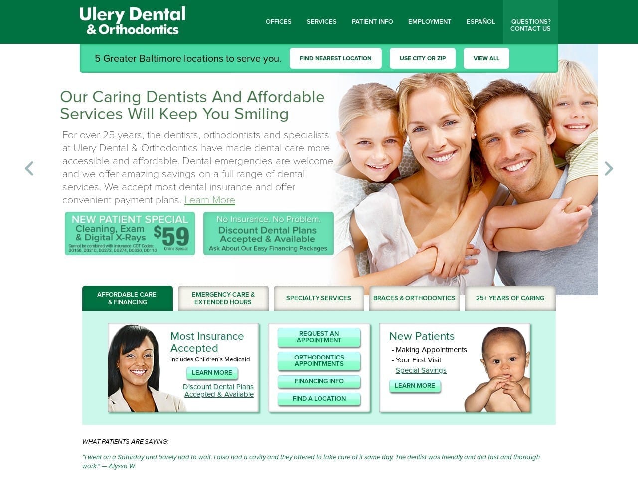 Ulery Dental & Orthodontics Website Screenshot from ulerydental.com