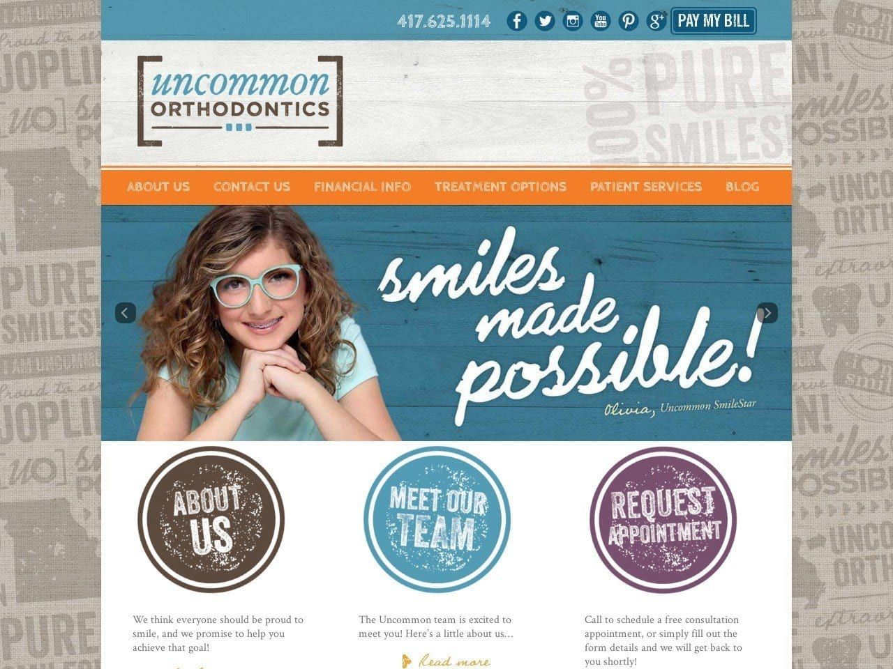 Uncommon Orthodontics Website Screenshot from uncommonortho.com