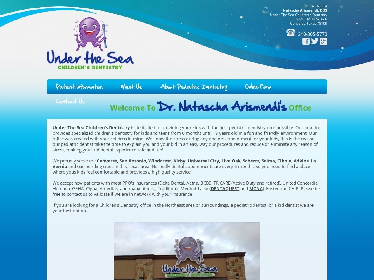 Under The Sea ChildrenDentist Website Screenshot from undertheseadental.com