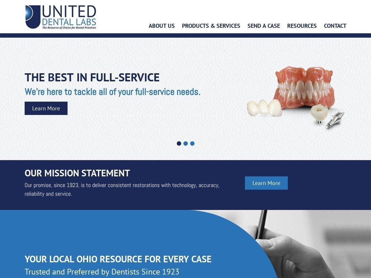 United Dental Labs Inc Website Screenshot from uniteddentallabs.com