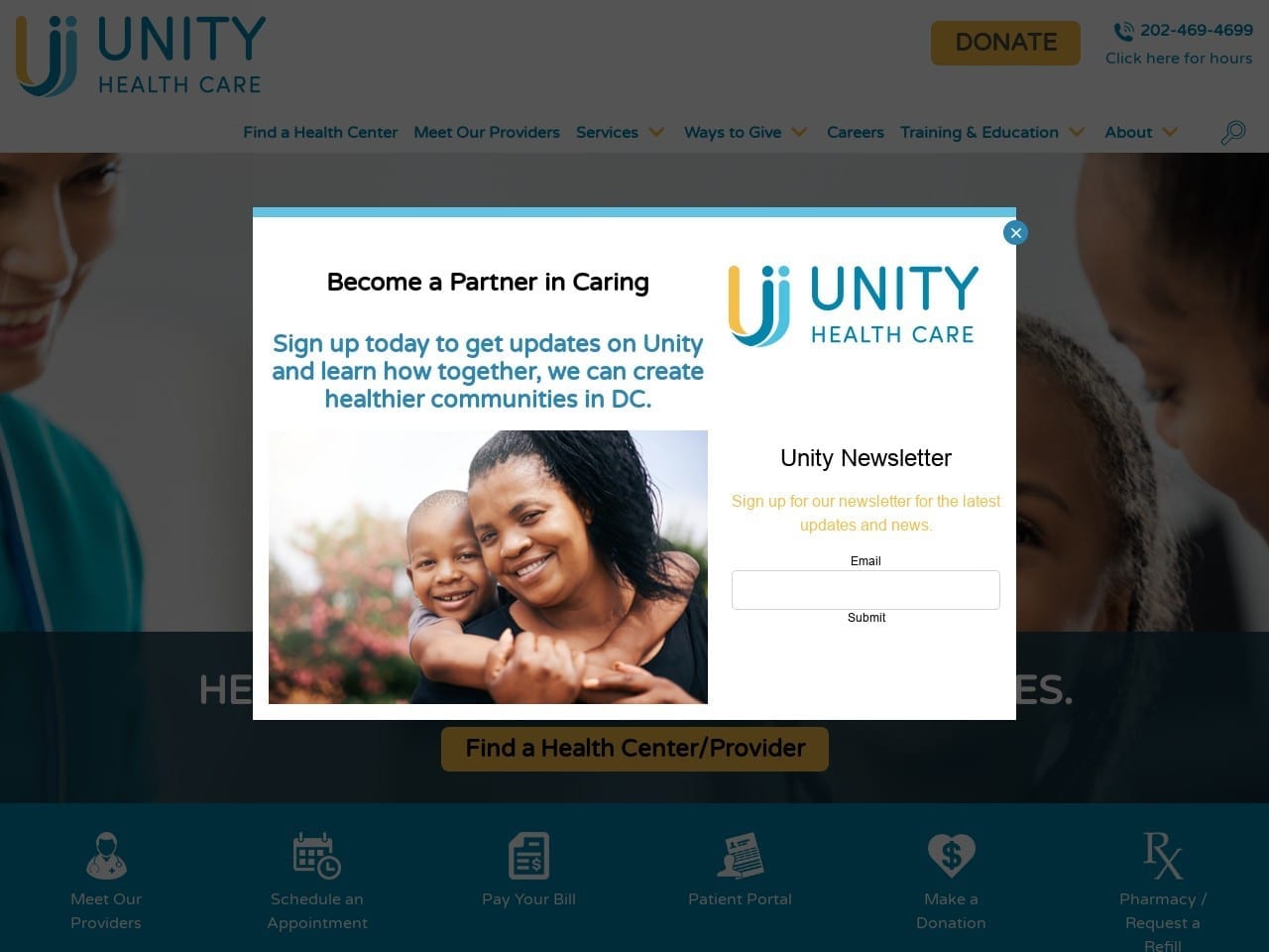 Unity Health Care Inc Kim Sandra M DDS Website Screenshot from unityhealthcare.org