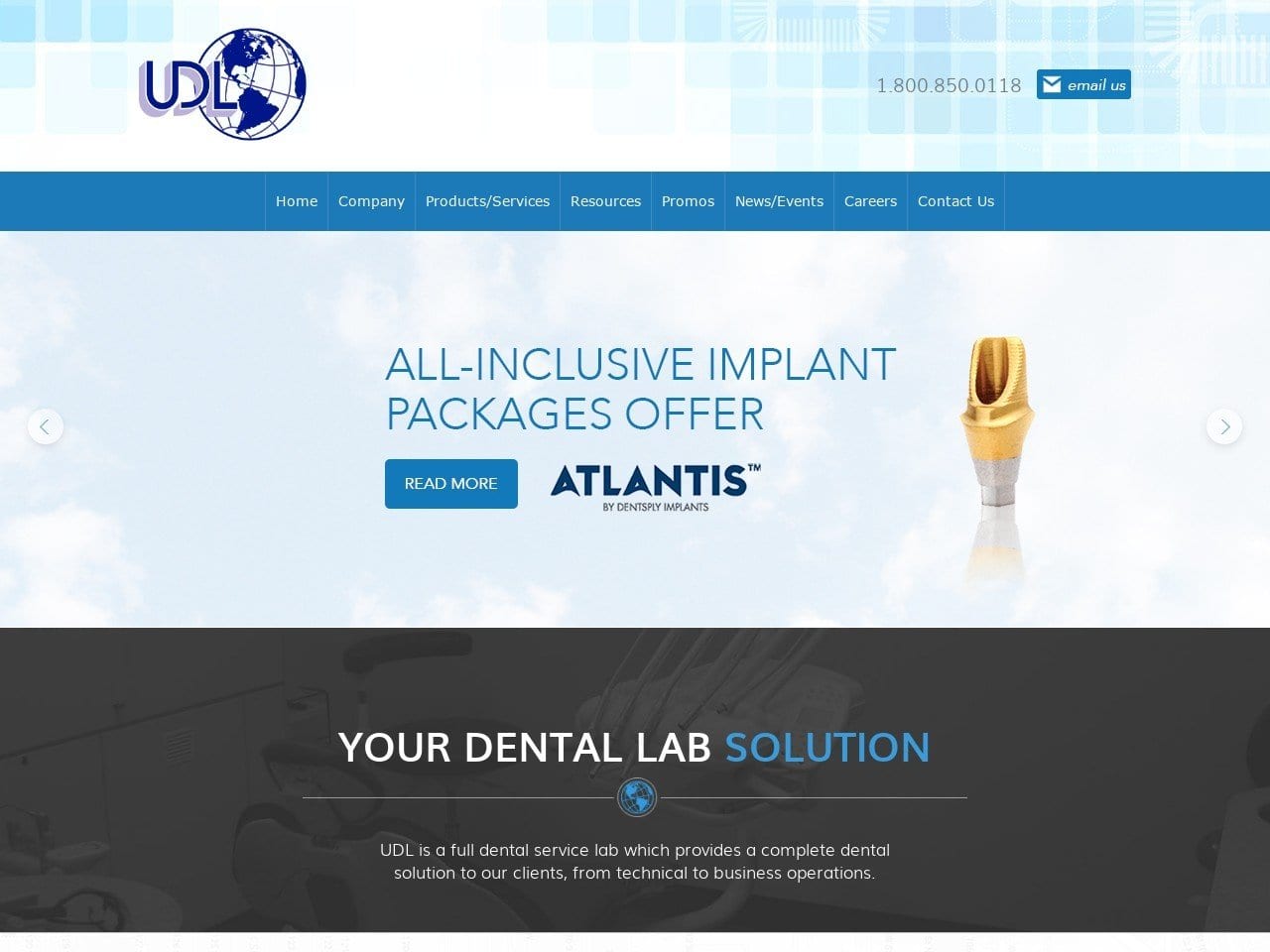 Universal Dental Laboratories Website Screenshot from universaldental.com