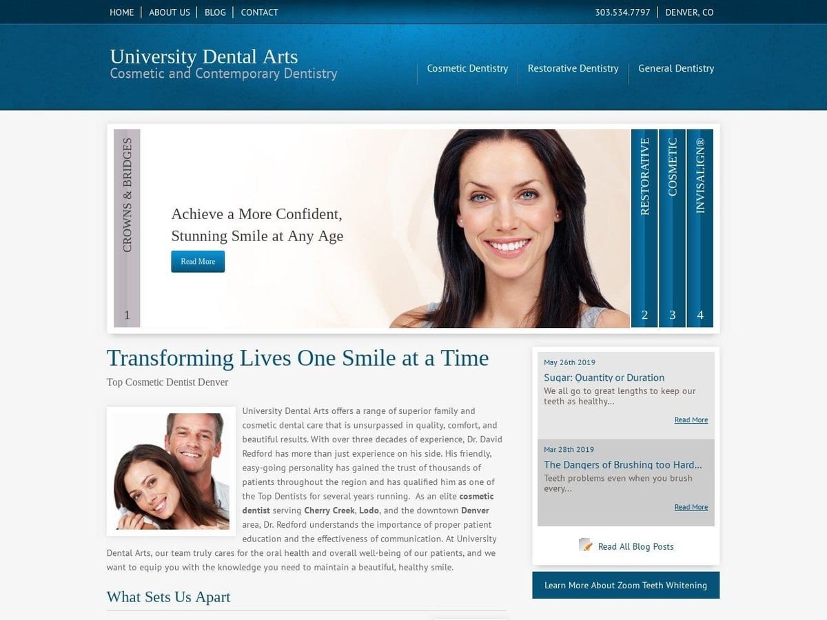 David Redford DMD Website Screenshot from universitydentalarts.com