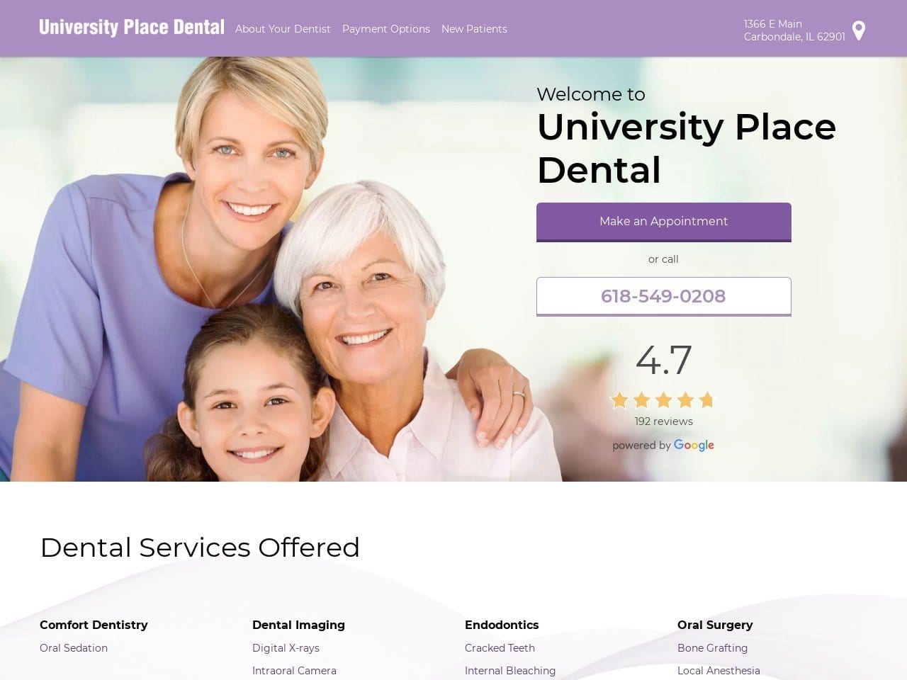 Universityplace Dental Website Screenshot from universityplacedental.com